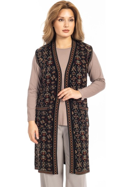 Klasik Kadın Etnik Model Triko Örgü Uzun Anne Yelek 1070 fiyatları