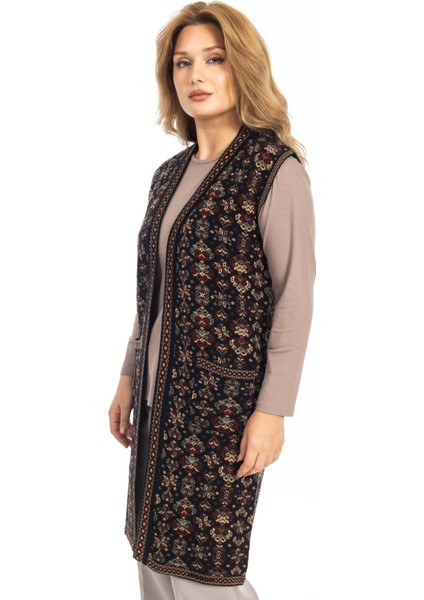 Klasik Kadın Etnik Model Triko Örgü Uzun Anne Yelek 1070 fırsatları