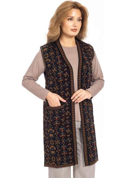 Klasik Kadın Etnik Model Triko Örgü Uzun Anne Yelek 1070 fiyatları