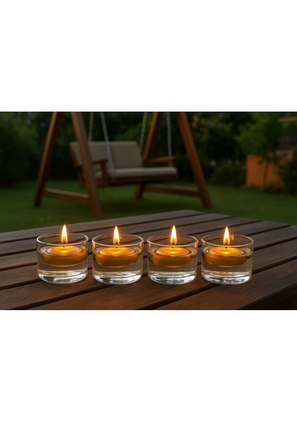 Mumluk- 4 Lu Borosılkat Cam Icerısınde Yuzen Mum