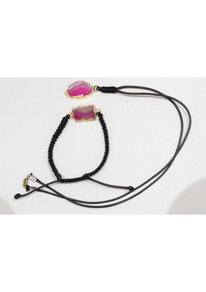 Doğal Akik Taşlı Kolye & Bileklik Kombini – El Yapımı Zarif Takım fiyatları