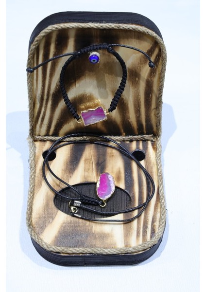 Doğal Akik Taşlı Kolye & Bileklik Kombini – El Yapımı Zarif Takım modelleri