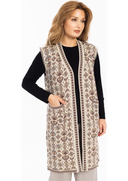 Klasik Kadın Etnik Model Triko Örgü Uzun Anne Yelek 1070 fırsatları