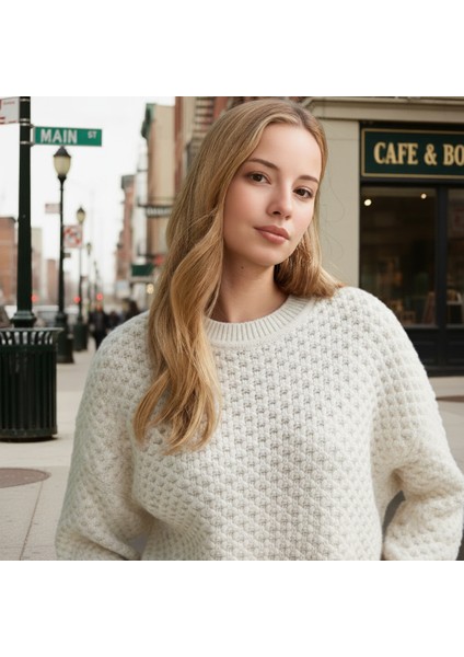 Kadın Triko Premium Dokulu Özel Örgü Bisiklet Yaka Kazak Salaş/oversize indirimleri