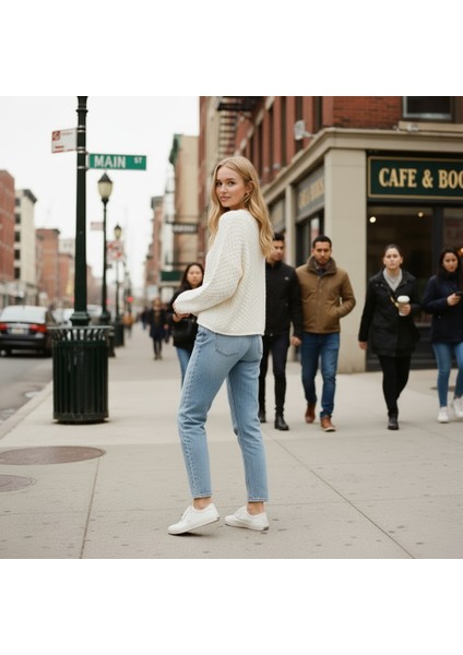 Kadın Triko Premium Dokulu Özel Örgü Bisiklet Yaka Kazak Salaş/oversize