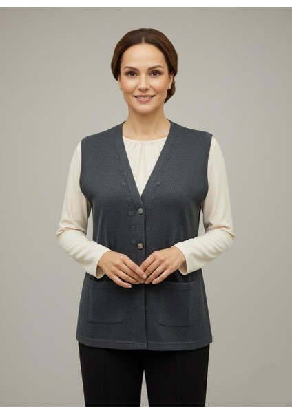 Kadın Orta Yaş ve Üzeri Sıkı Dokuma Ince Anne Triko Yelek 1140 fırsatları