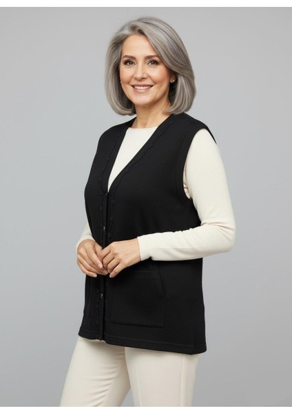 Kadın Orta Yaş ve Üzeri Sıkı Dokuma Ince Anne Triko Yelek 1140 modelleri
