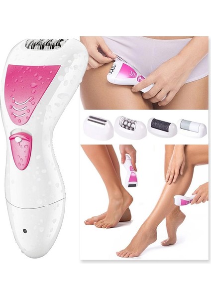 4 In 1 Su Geçirmez Epilasyon Aleti Epilatör Cihazı Tüy Alma Makinesi Topuk Törpüsü (5148)
