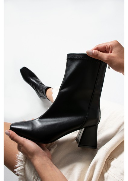 Alvis Siyah Renkli Kalın Topuk Streç Kadın Bot fırsatları