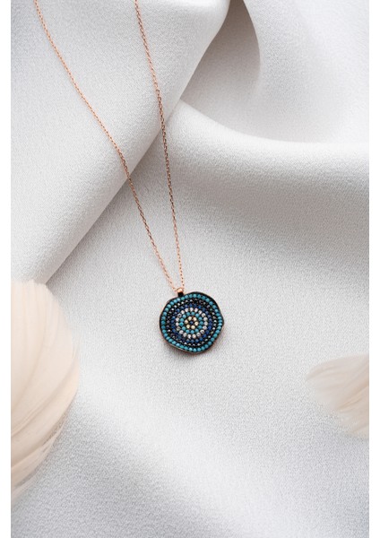 925 Ayar Gümüş Rose Nazarlı Kolye