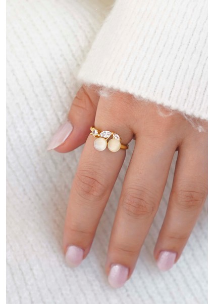 & Geometrik Zirkon Taşlı Altın Kaplama Ikili Kadın Yüzük Seti modelleri