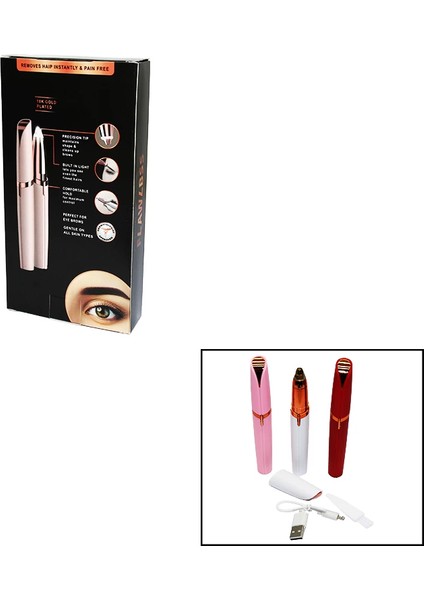 Flawlbss USB Şarjlı Kalem Modeli Kaş Burun Yanak Kıl Makinesi (5148)