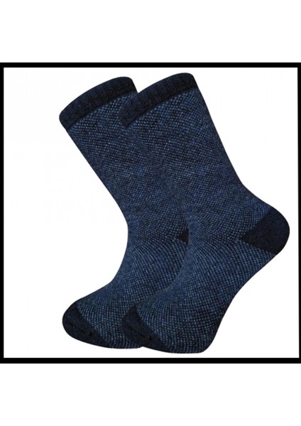 Uyguna-Yakala Erkek Çorabı Lacivert Kuzu Yünü HAVLU-RAP.386