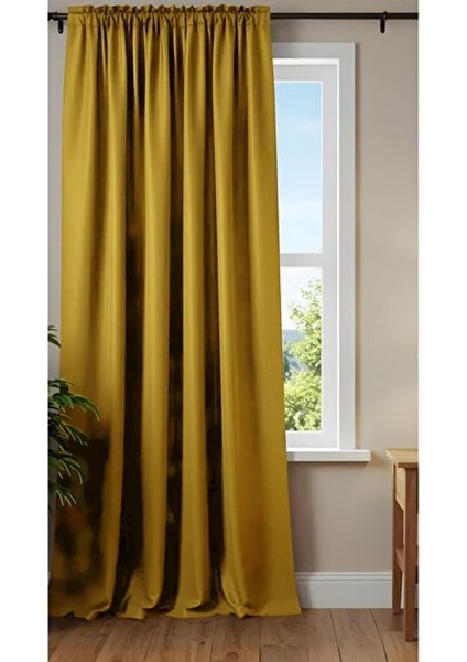 Hardal Sarısı Kornişli Blackout Karartms Saten Perde Enxboy