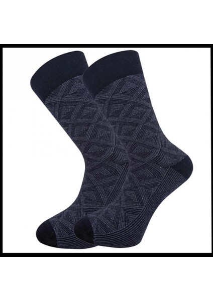 Uyguna-Yakala Erkek Çorabı Lacivert Pamuklu Havlu Kışlık -RAP.383