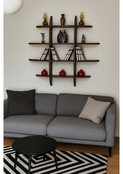 12 Raflı Dekoratif Ahşap Geniş Duvar Rafı fiyatları