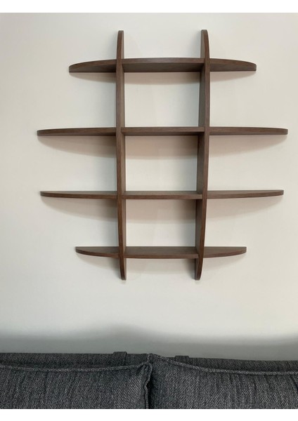 12 Raflı Dekoratif Ahşap Geniş Duvar Rafı modelleri