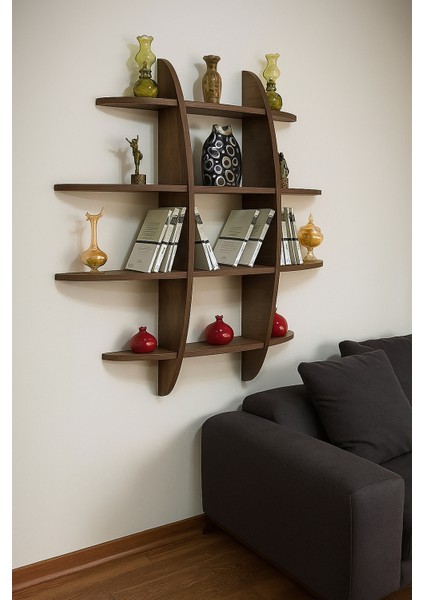 12 Raflı Dekoratif Ahşap Geniş Duvar Rafı fırsatları