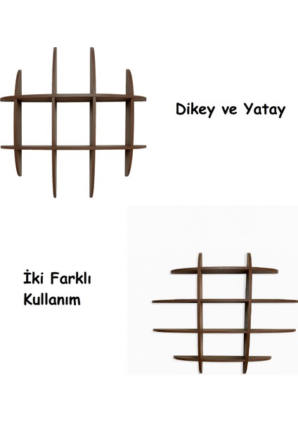 12 Raflı Dekoratif Ahşap Geniş Duvar Rafı