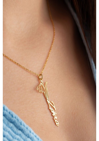 925 Ayar Gümüş Doğum Aylarına Özel Isimli Çiçek Kolye fiyatları