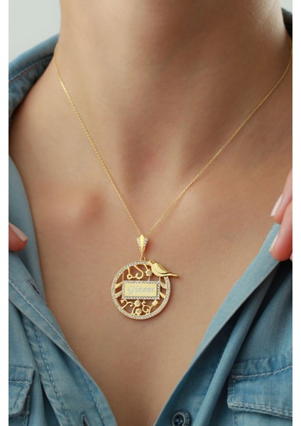 925 Ayar Gümüş Isimli Kuşlu Kolye modelleri