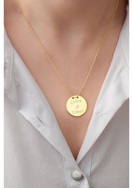 925 Ayar Gümüş Kişiye Özel Isimli Yuvarlak Plaka Kolye modelleri