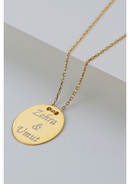 925 Ayar Gümüş Kişiye Özel Isimli Yuvarlak Plaka Kolye fırsatları