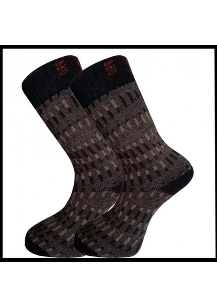 Uyguna-Yakala Erkek Çorabı Kahverengi Kuzu Yünü Havlu -RAP.395