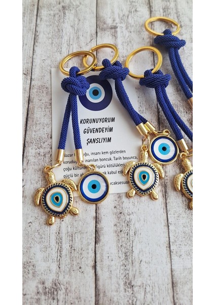 Hediyelik Çift Nazar Boncuklu Lacivert Kaplumbağa Anahtarlık 10,5 cm fiyatları