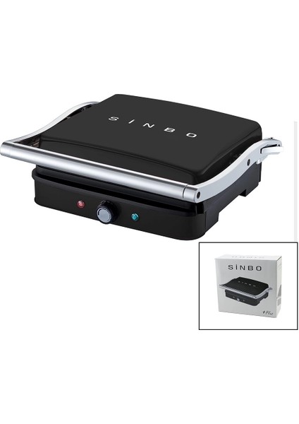 Siyah Izgara ve Tost Makinesi Ayarlanabilir Isı 180 Derece Açılabilir Üst Gövde SSM-2571 (5148)