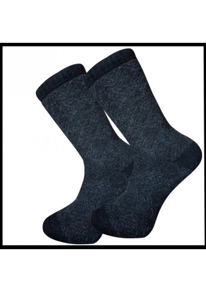 Uyguna-Yakala Erkek Çorabı Lacivert Kuzu Yünü HAVLU-RAP.390