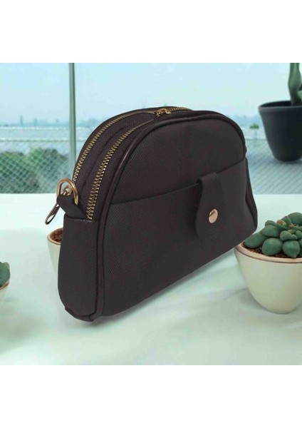 Oval Kahverengi 3 Gözlü Şık ve Tasarım Kadın Çanta modelleri