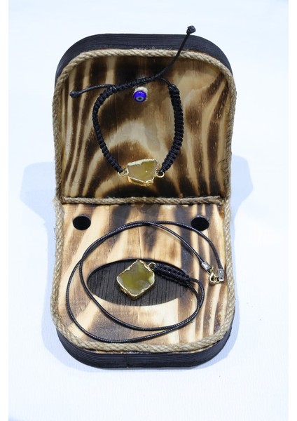 Doğal Akik Taşlı Kolye & Bileklik Kombini – El Yapımı Zarif Takım