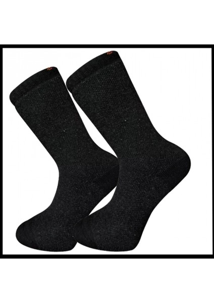 Uyguna-Yakala Erkek Çorabı Siyah Kuzu Yünü HAVLU-RAP.384