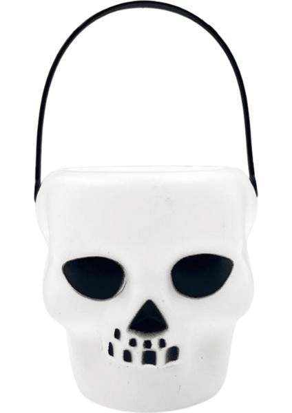 Halloween Cadılar Bayramı Kuru Kafa Modelli Mumluk 8 cm X6 Adet Beyaz Mumluk Korku Aksesuarı fiyatları