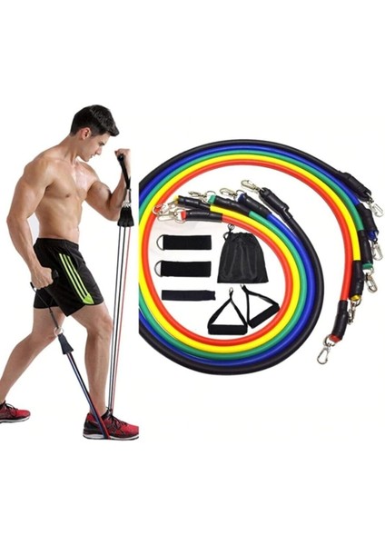 Slipt Direnç Lastiği Seti 11 Parça – Fitness, Pilates, Evde Spor ve Vücut Geliştirme Egzersiz Seti