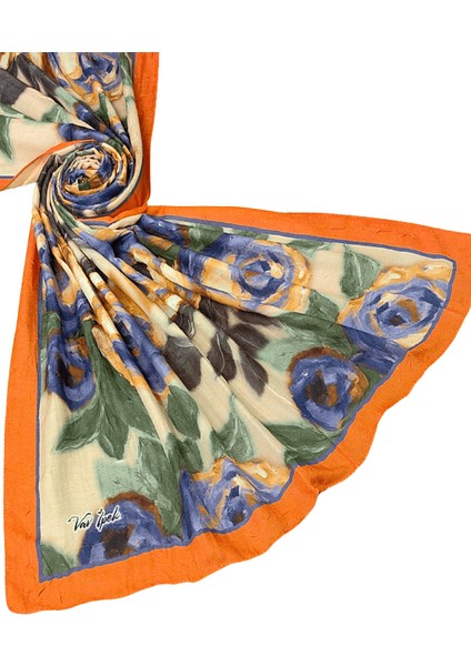 Vav Ipek Bambu Kraş Pamuk Şal – Gül Desenli, Yumuşak ve Nefes Alabilen Şal