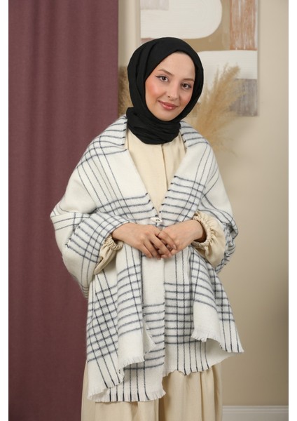 Çift Taraflı Çizgili Kışlık Omuz Şalı modelleri