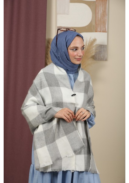 Çift Taraflı Çizgili Ekose Omuz Şalı fırsatları