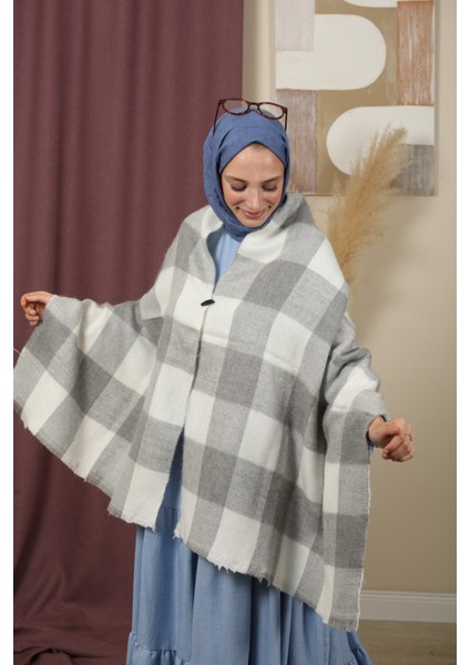 Çift Taraflı Çizgili Ekose Omuz Şalı indirimleri