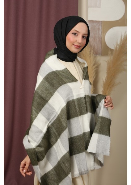 Çift Taraflı Çizgili Kışlık Omuz Şalı modelleri