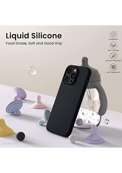 14 Pro Kılıf 6.1 ile Uyumlu, Ince Sıvı Silikon 3 Katmanlı Tam Kaplamalı Yumuşak Jel Kauçuk Kılıf Kapak, Siyah fiyatları