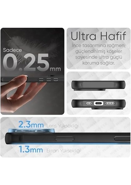 16 Pro Max ile Uyumlu Mattcover Serisi Arkası Mat Polikarbonat Kenarları Silikon ve Köşeleri Güçlendirilmiş Kamera Korumalı Ince Silikon Kılıf (Manyetik, 16 Pro Max) fiyatları