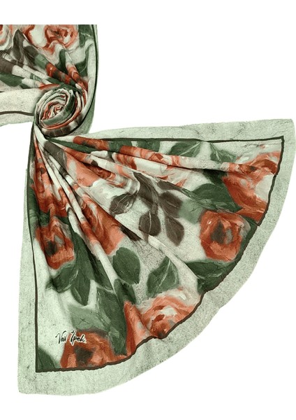 Vav Ipek Bambu Kraş Pamuk Şal – Gül Desenli, Yumuşak ve Nefes Alabilen Şal