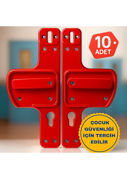 Bariyerli Kapı Kolu | Çocuk Güvenlikli |Okul ve Eğitim Alanları İçin Güvenli Seçim 10LU Paket