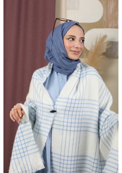 Çift Taraflı Çizgili Kışlık Omuz Şalı