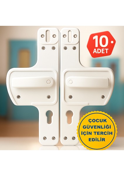 Bariyerli Kapı Kolu | Çocuk Güvenlikli |Okul ve Eğitim Alanları İçin Güvenli Seçim 10LU Paket