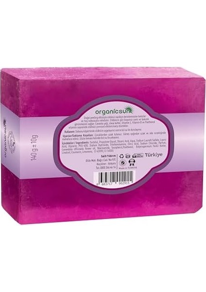 Organicsun Doğal Lavanta Sabunu 140 gr Tüm Cilt Tipleri Için Onarıcı Besleyici Natural modelleri
