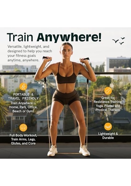 Retrospec Kulplu Antrenman Bantları, Kapı Çapası, Kadın ve Erkek Için Taşıma Çantası, 5 Adet