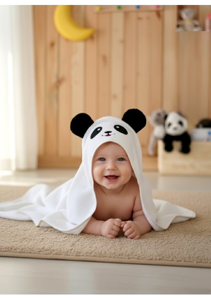 Pamuk Yumuşacık Kız-erkek Yenidoğan/bebek Banyo Kundak Havlusu BEYAZ/PANDA